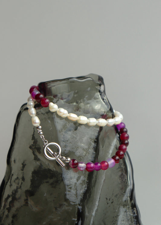 Collier de perles Ange - Prune