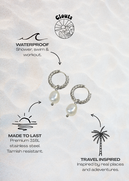 Atlantis Pearl Hoop Earrings - Silver