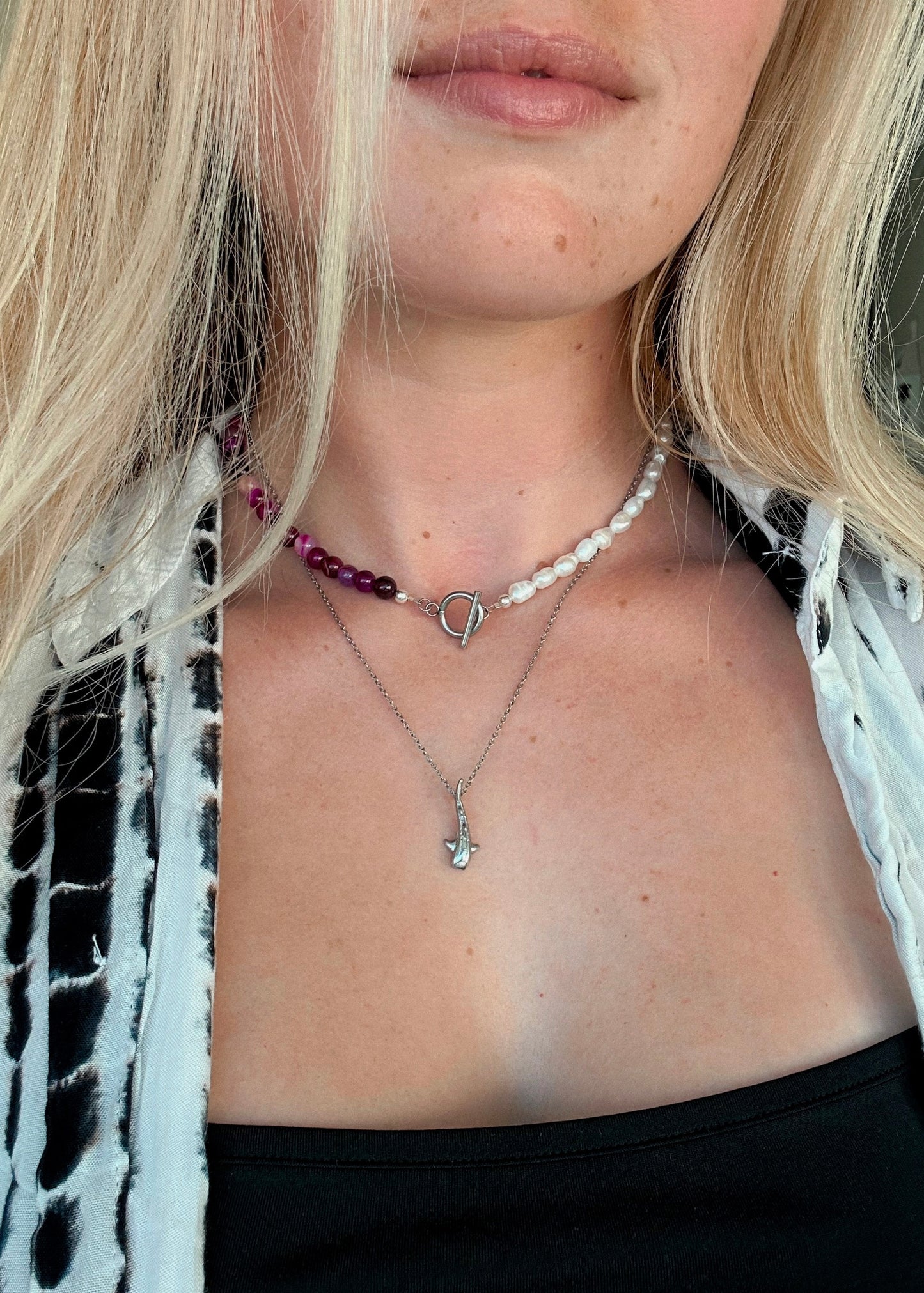 Collier de perles Ange - Prune