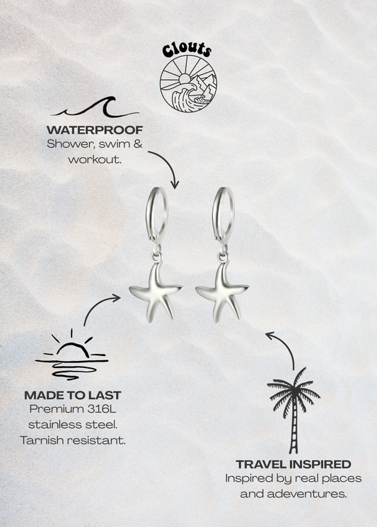 Starfish Hoop Earrings - Silver