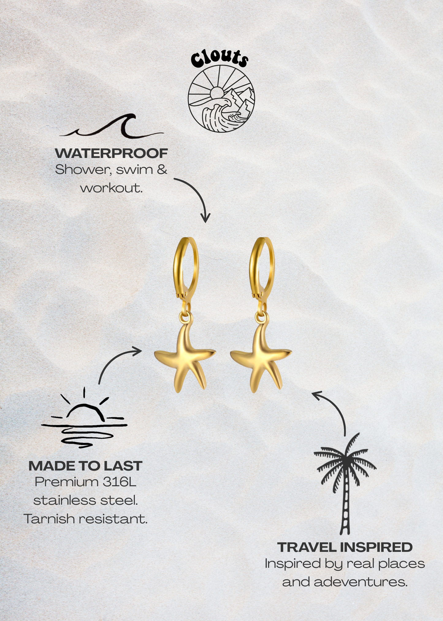 Boucles d'oreille Starfish - or