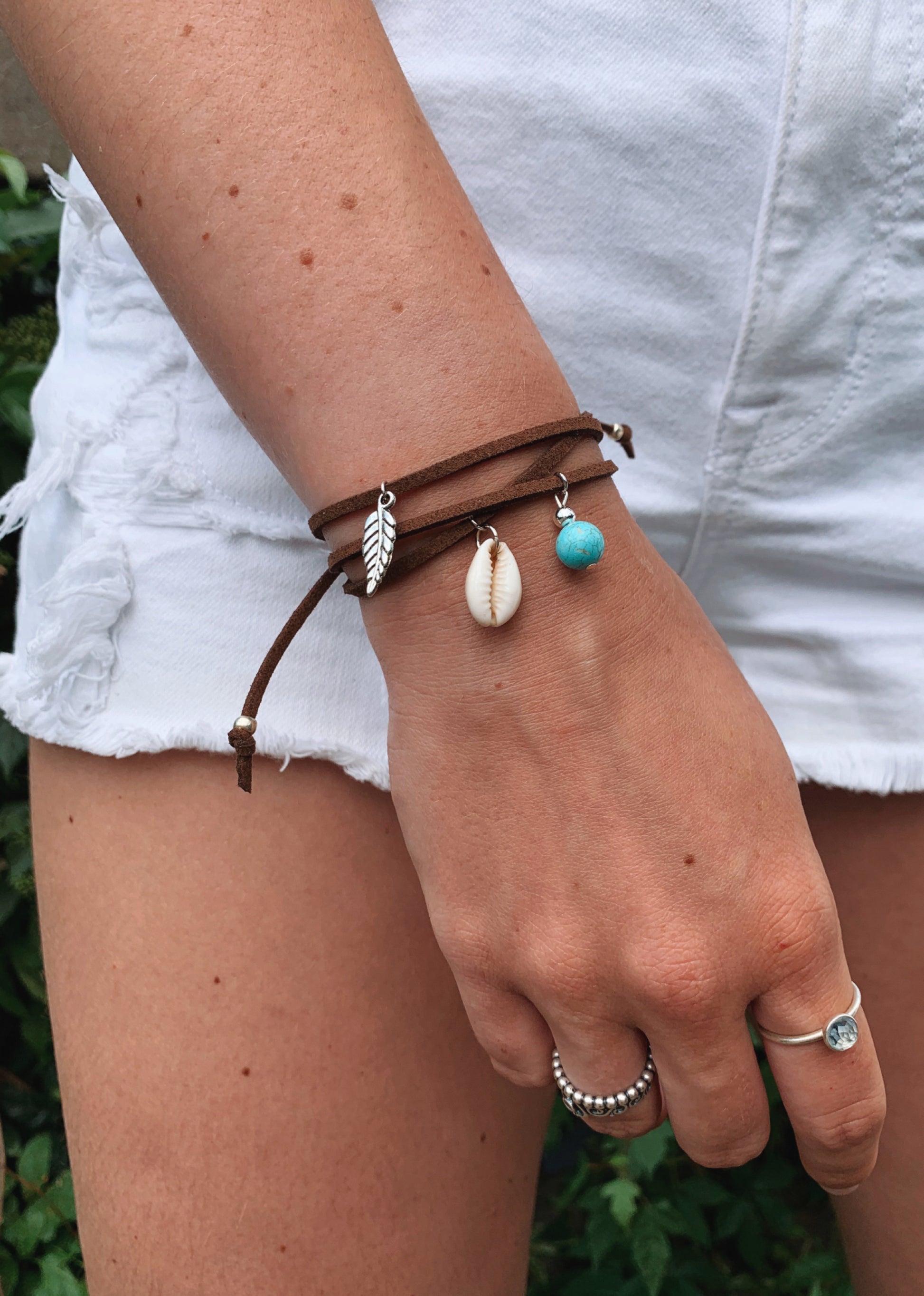 Ocean breeze leather bracelet (5378375876758)
