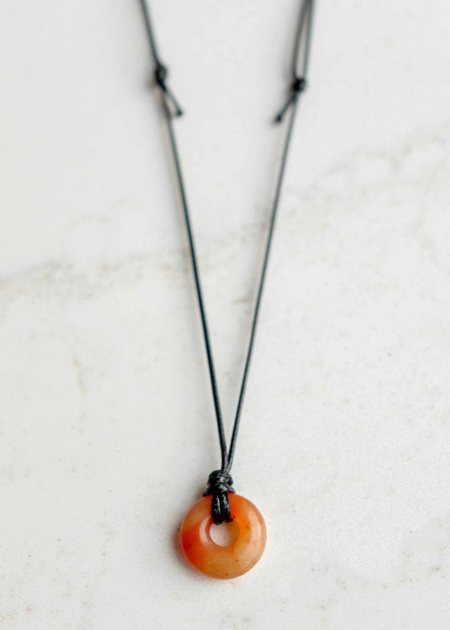 Gemstone Donut Leather Necklace