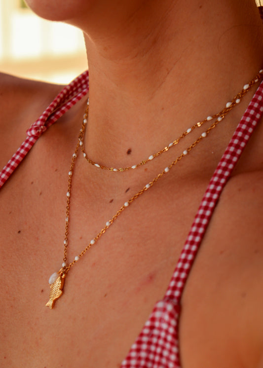 Andaluza White Chain Necklace - Gold