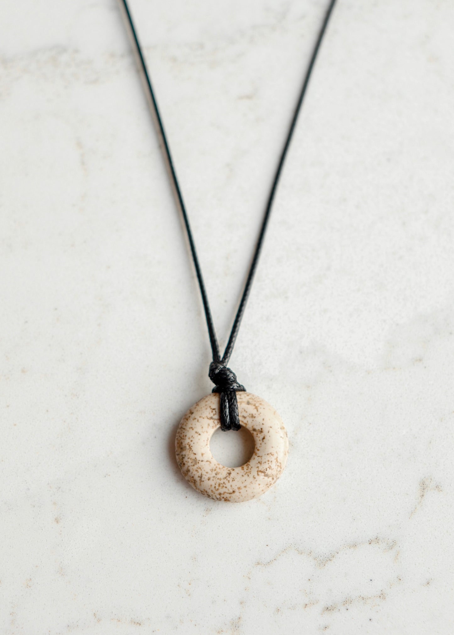 Gemstone Donut Leather Necklace