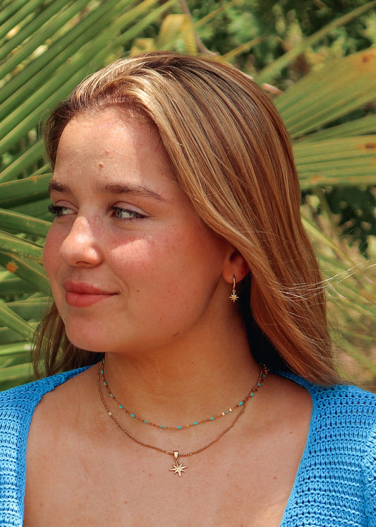 Cielo Blue Chain Necklace - Gold