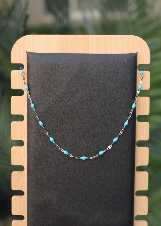 Cielo Blue Chain Necklace - Silver