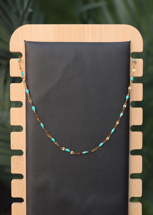 Cielo Blue Chain Necklace - Gold