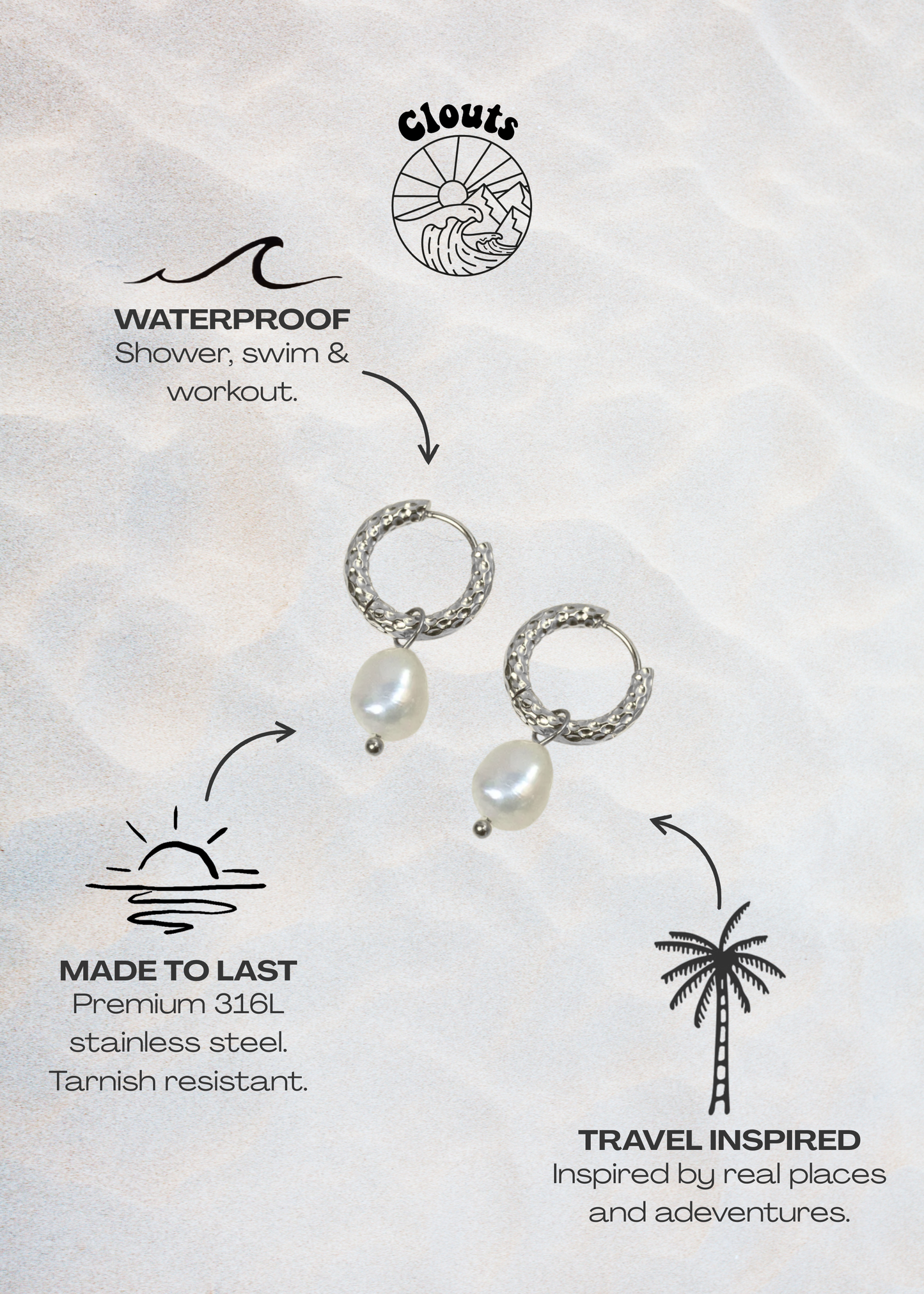 Atlantis Pearl Hoop Earrings - Silver