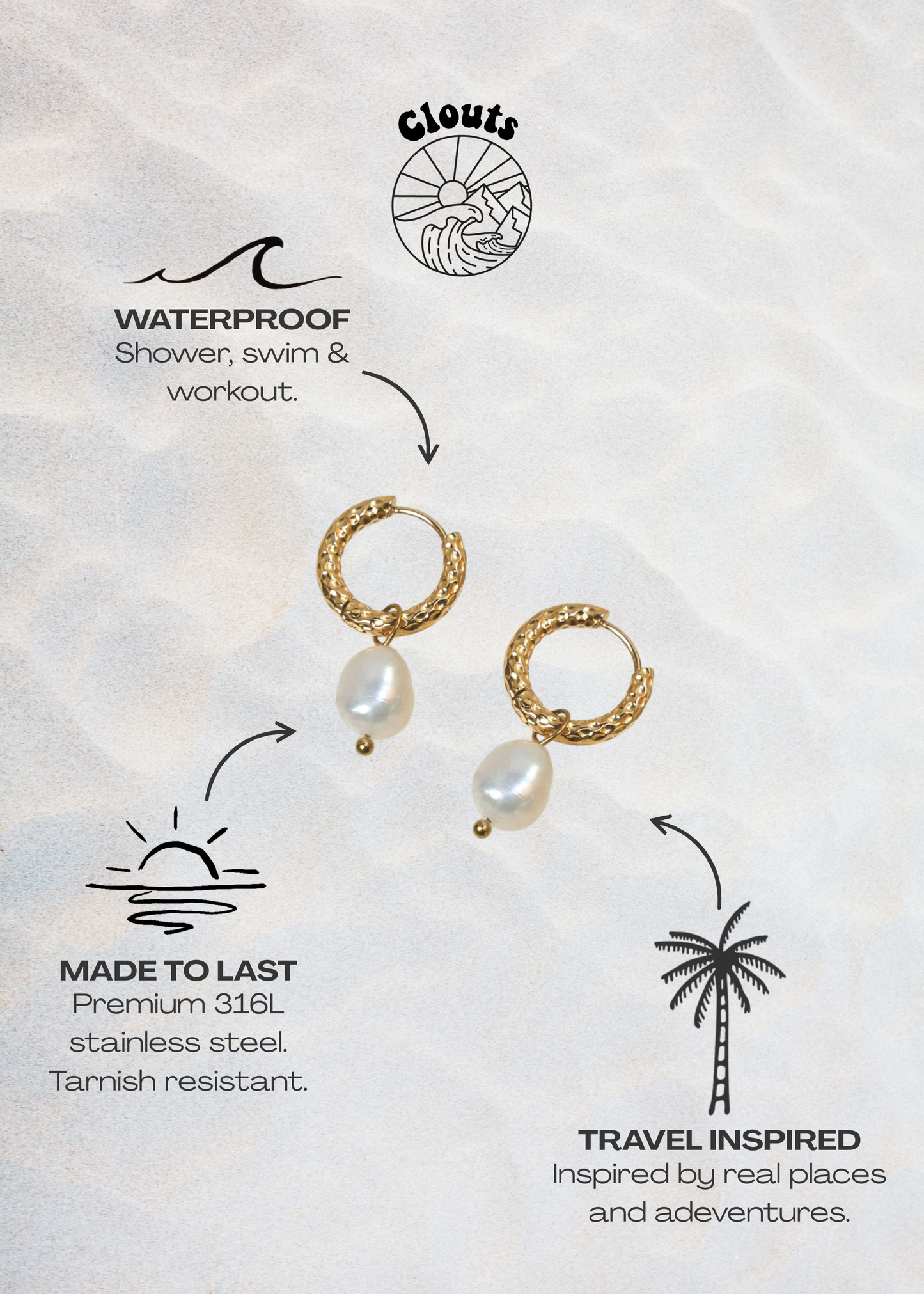 Atlantis Pearl Hoop Earrings - Gold