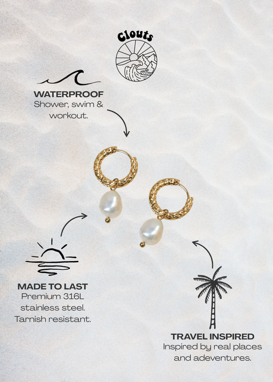 Atlantis Pearl Hoop Earrings - Gold