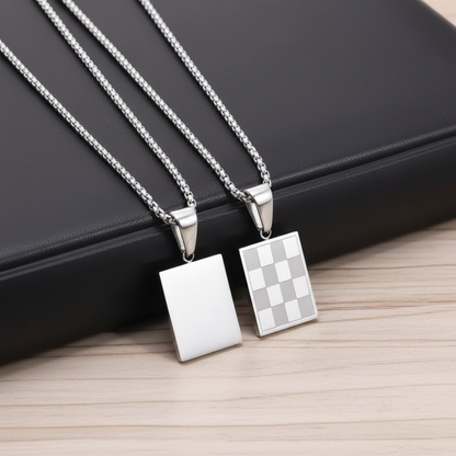 Checkered Necklace - silver