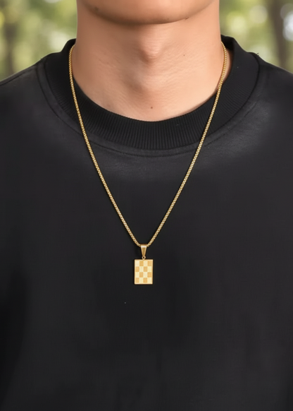 Checkered Necklace - gold