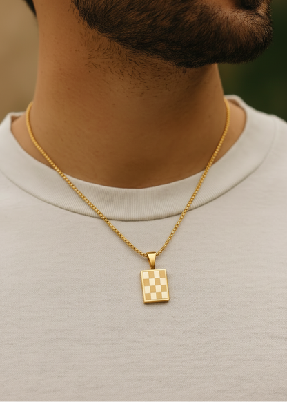 Checkered Necklace - gold
