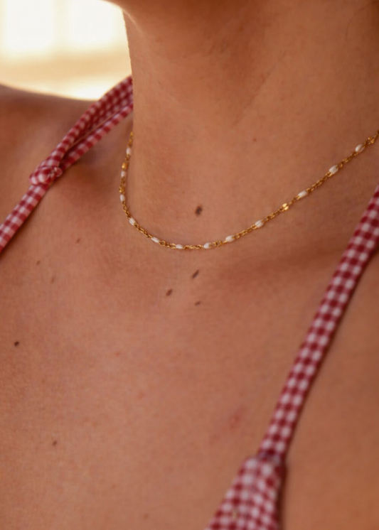 Andaluza White Chain Necklace - Gold