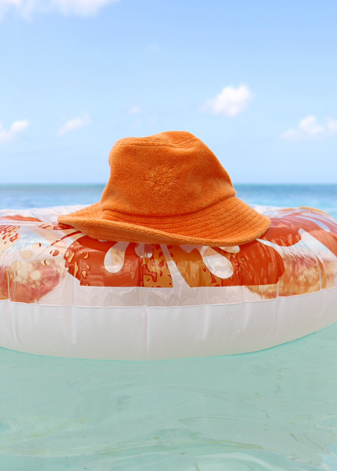 Chapeau bucket orangé tissu Terry