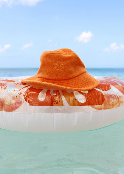 Chapeau bucket orangé tissu Terry