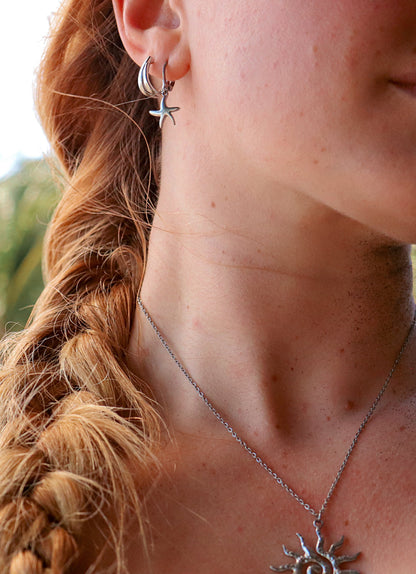 Starfish Hoop Earrings - Silver