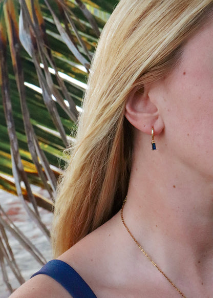 Aqua Hoop Earrings - Gold