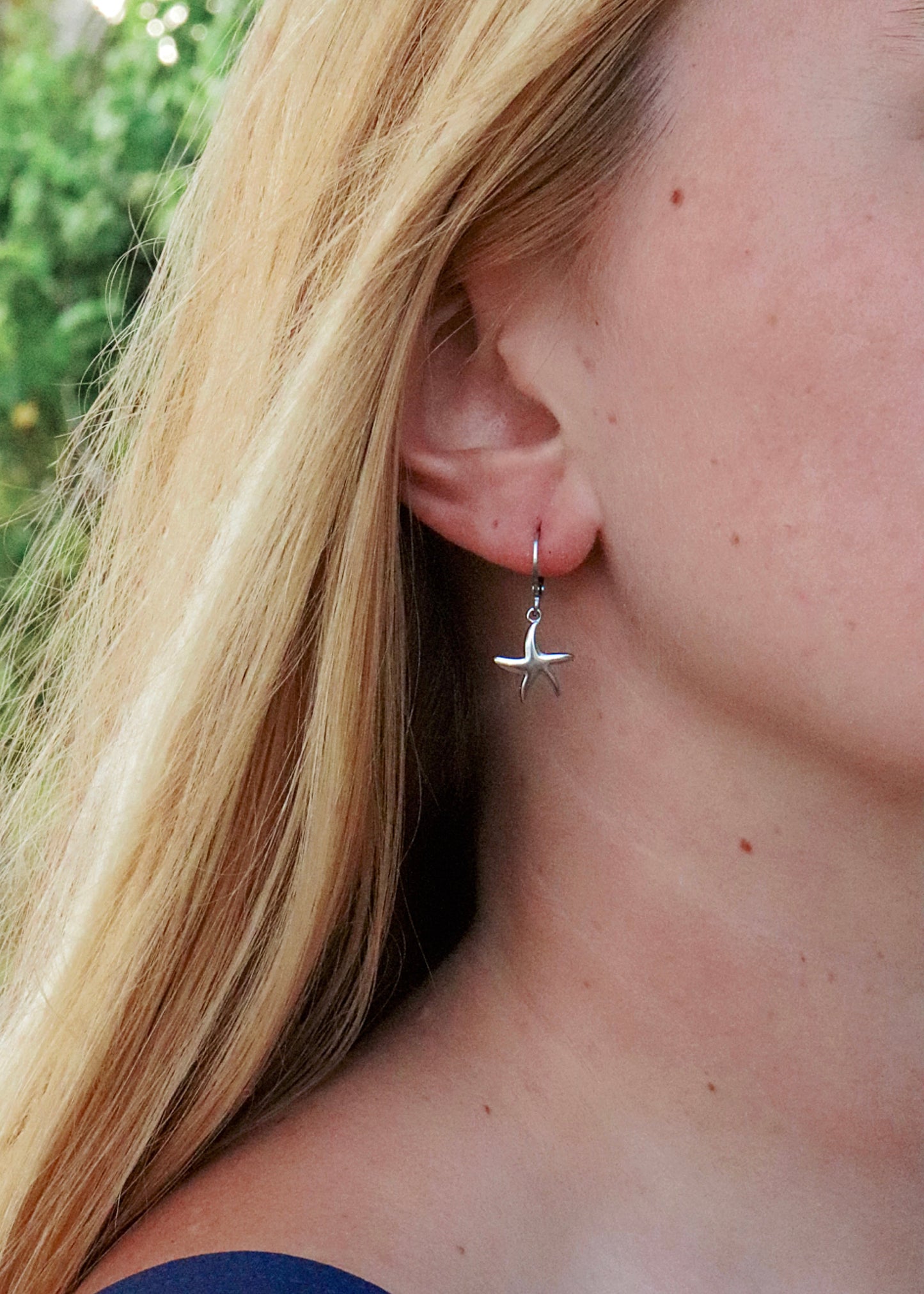 Starfish Hoop Earrings - Silver