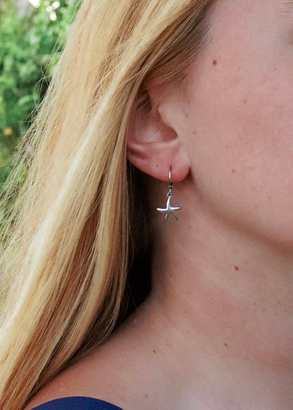 Starfish Hoop Earrings - Silver