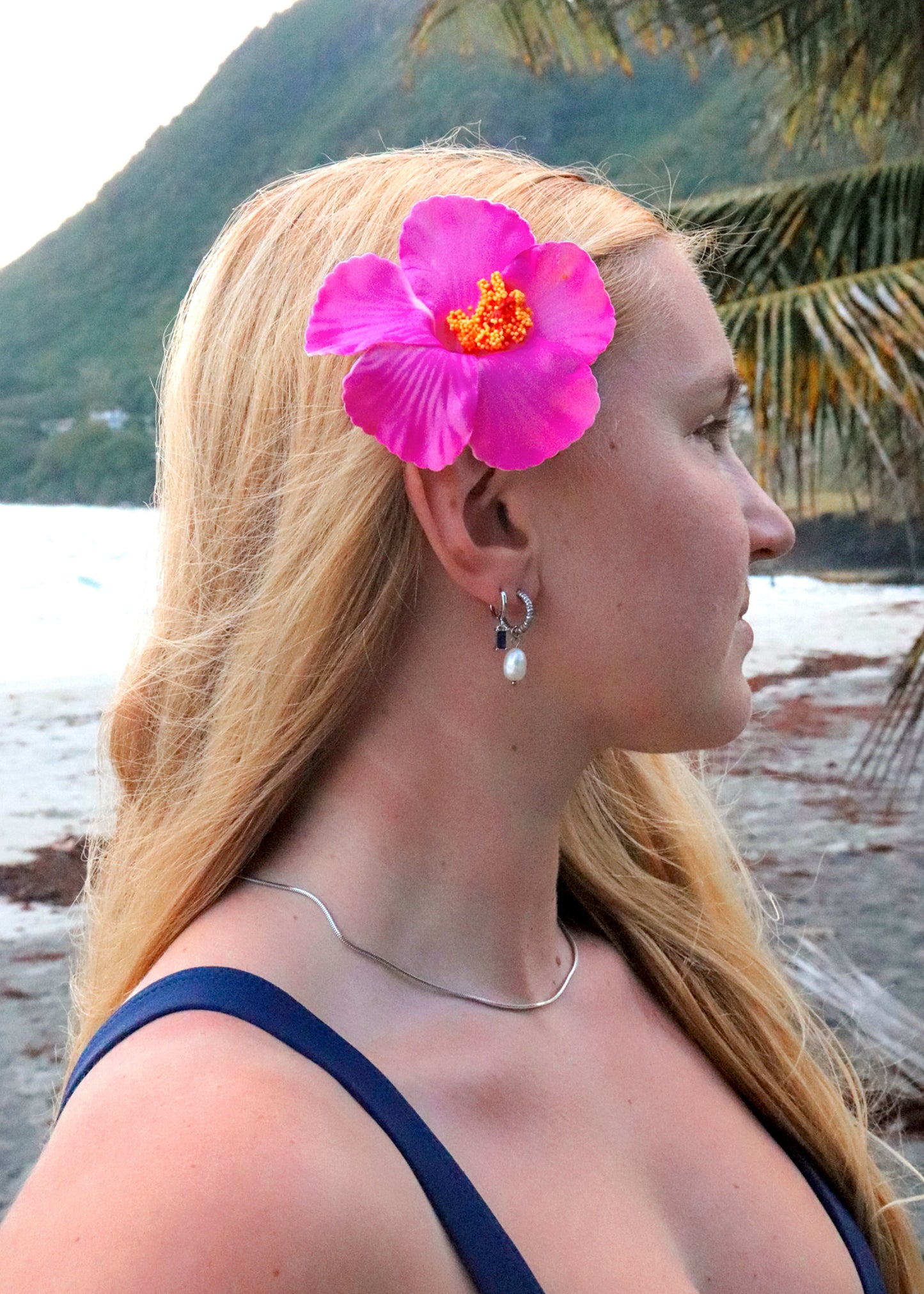 Atlantis Pearl Hoop Earrings - Silver