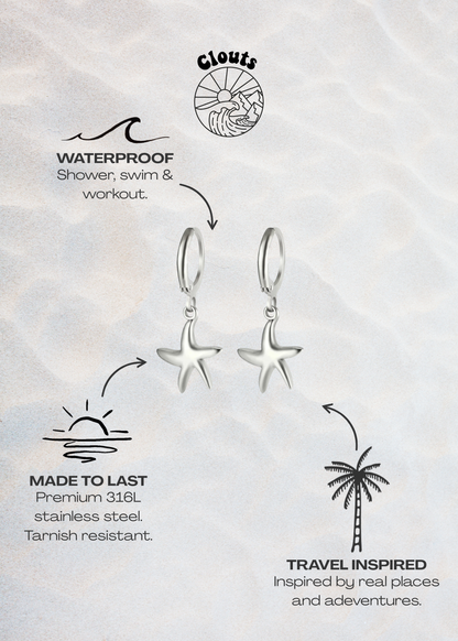 Starfish Hoop Earrings - Silver