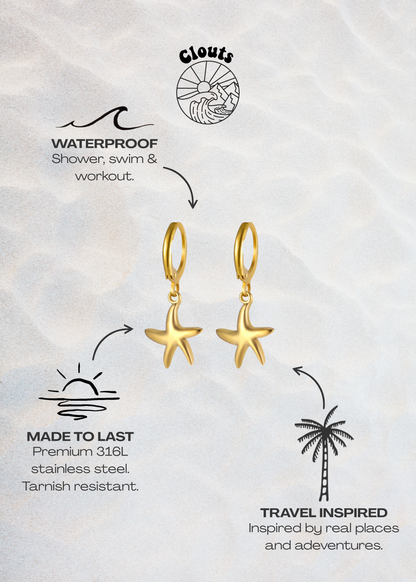 Starfish Hoop Earrings - Gold