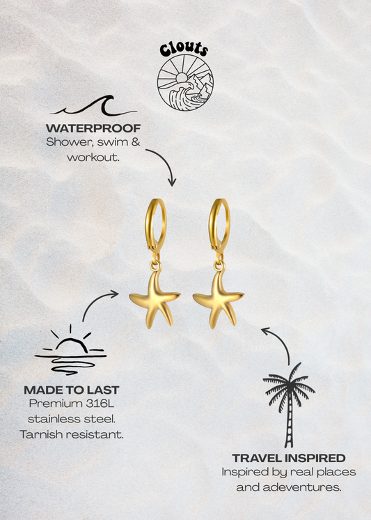 Starfish Hoop Earrings - Gold