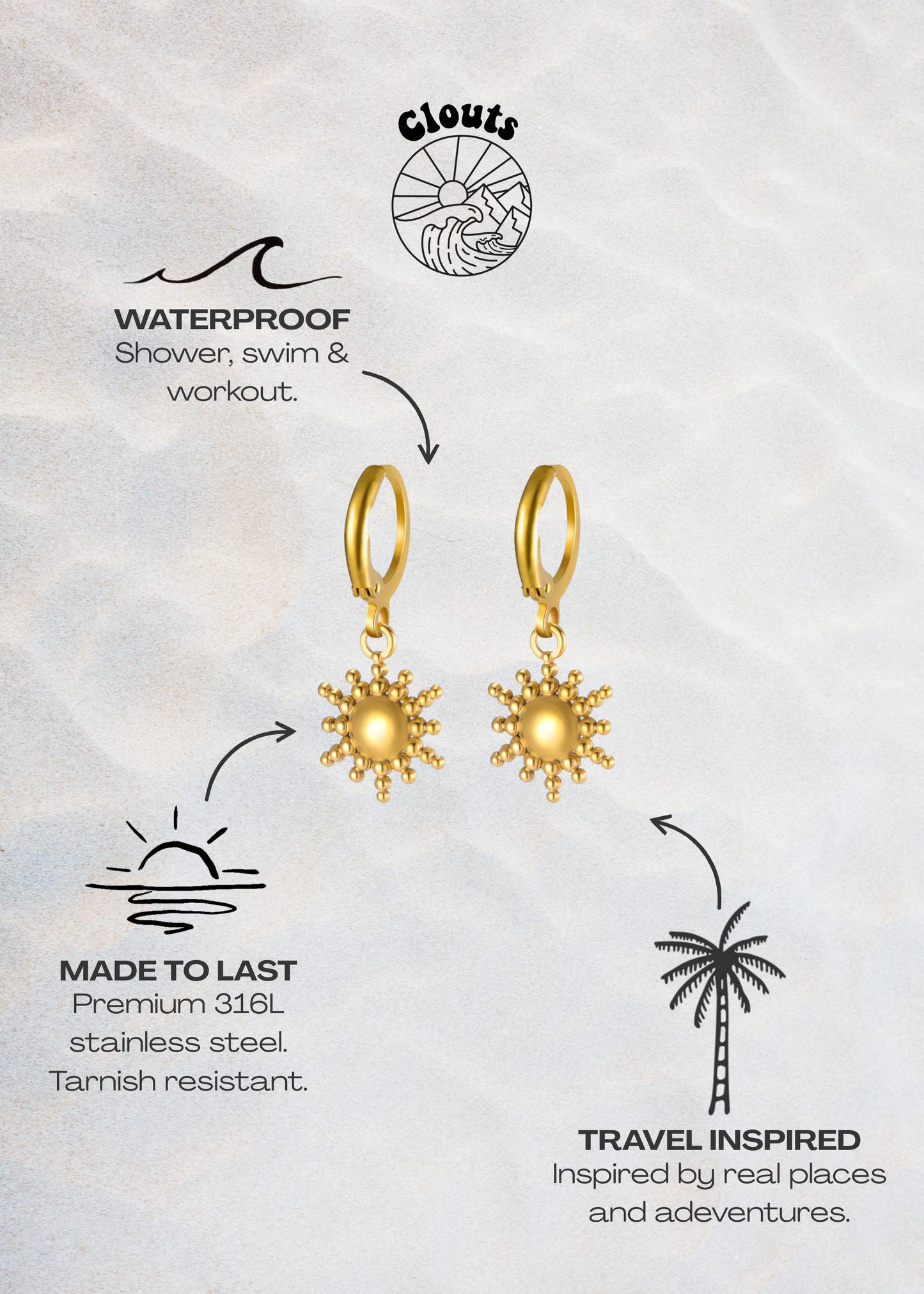 Sunrise Hoop Earrings - Gold