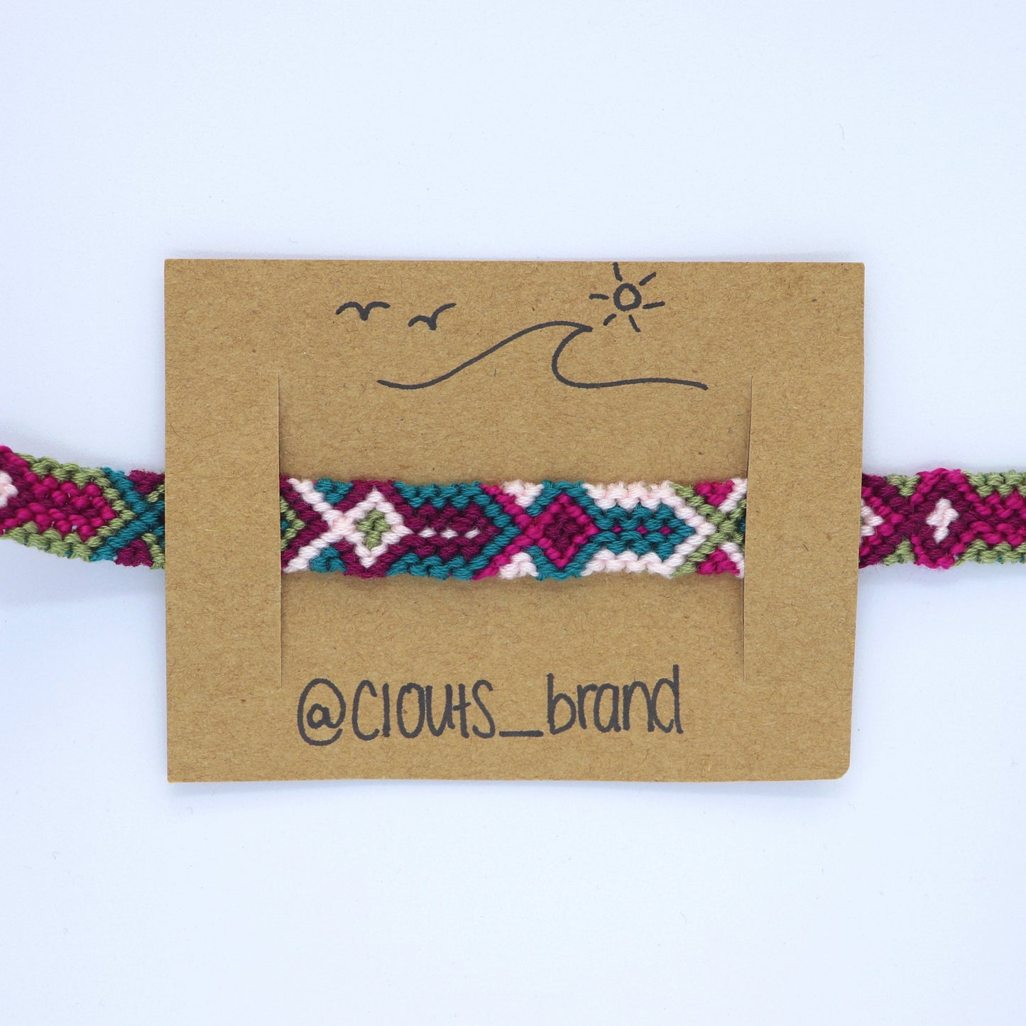 Olive & burgundy aztec bracelet (6753385382038)