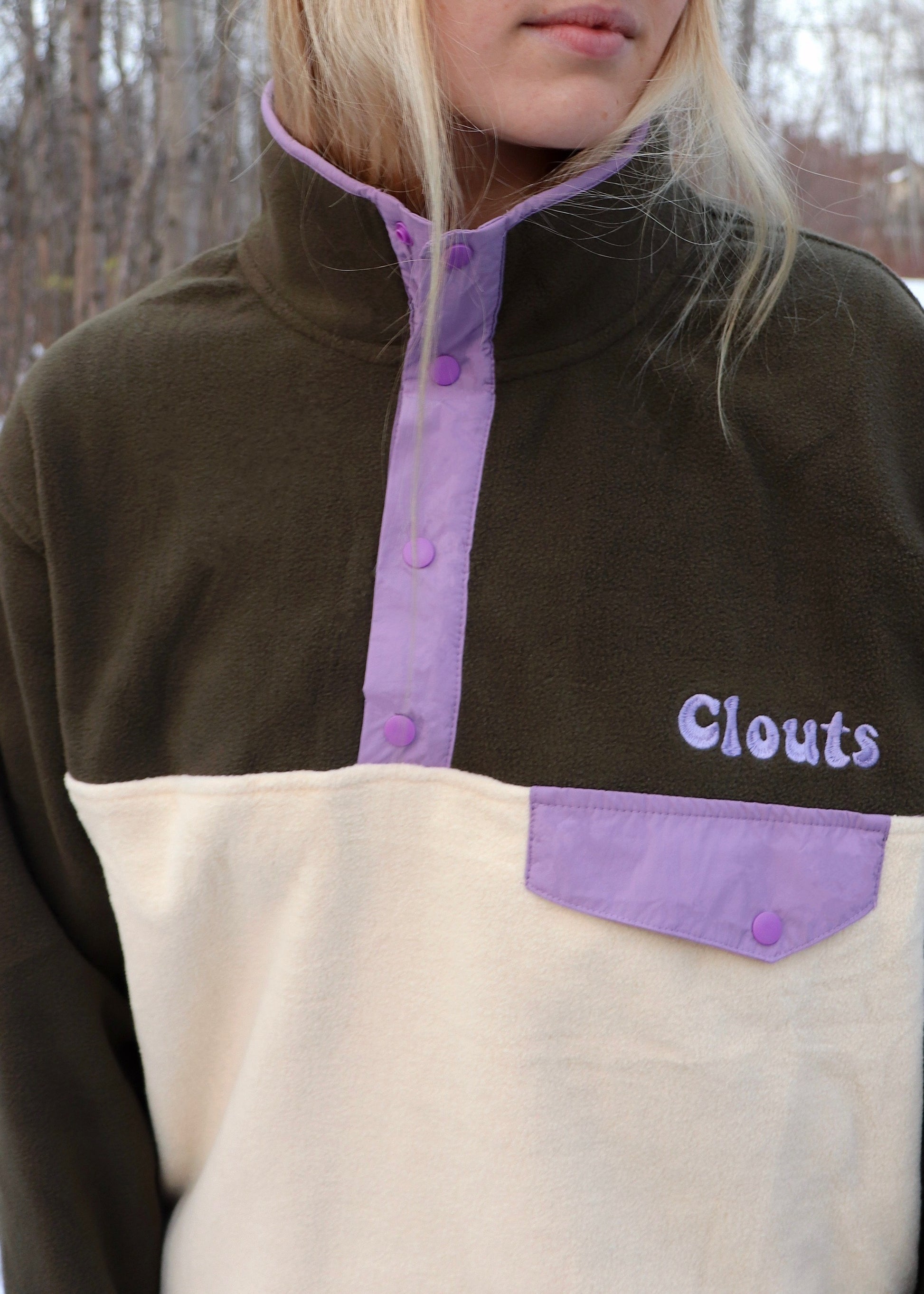 Olive/Lilac pullover fleece (7659973116054)