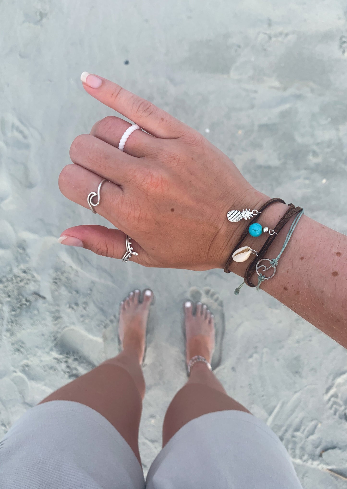 Ocean breeze leather bracelet (5378375876758)